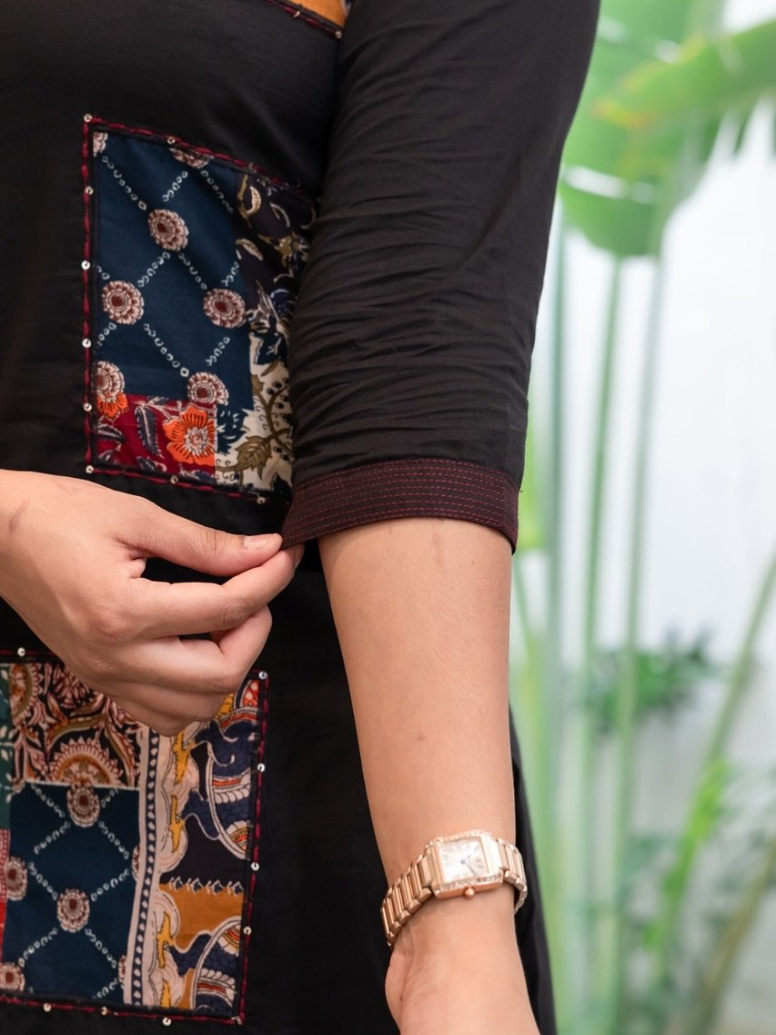 Kantha Patch Work Cotton Kurti Pant Set